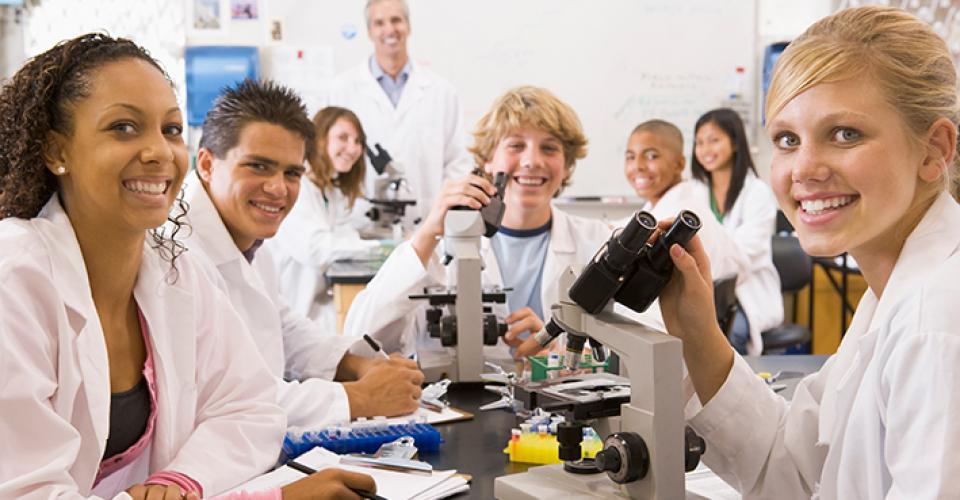 teens in physics class